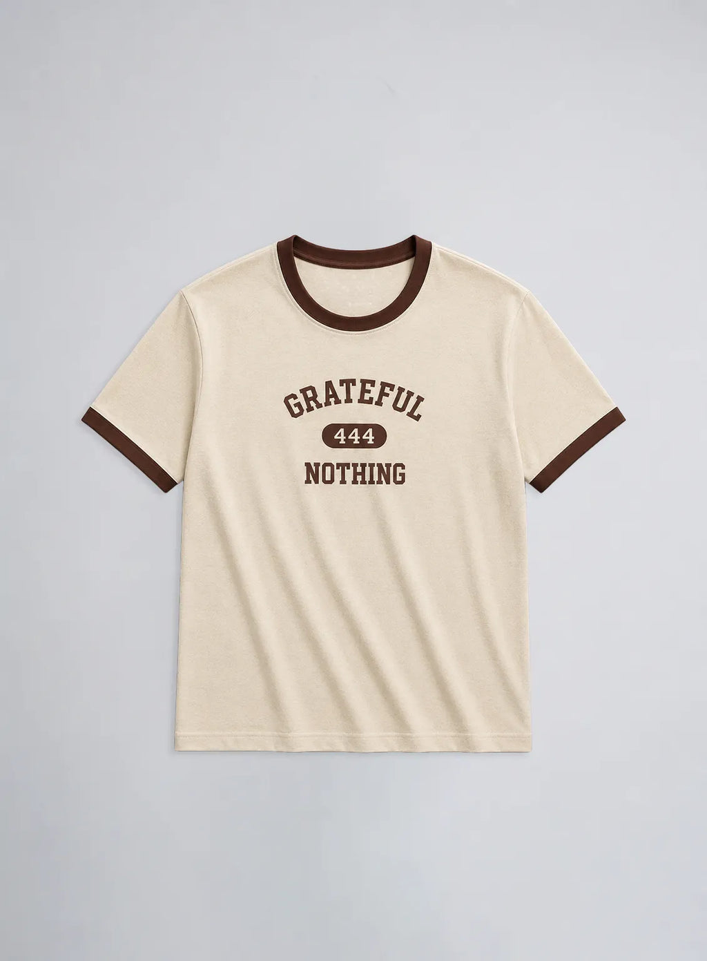 Ringer T-Shirt – off-white & Brown (Grateful 444)