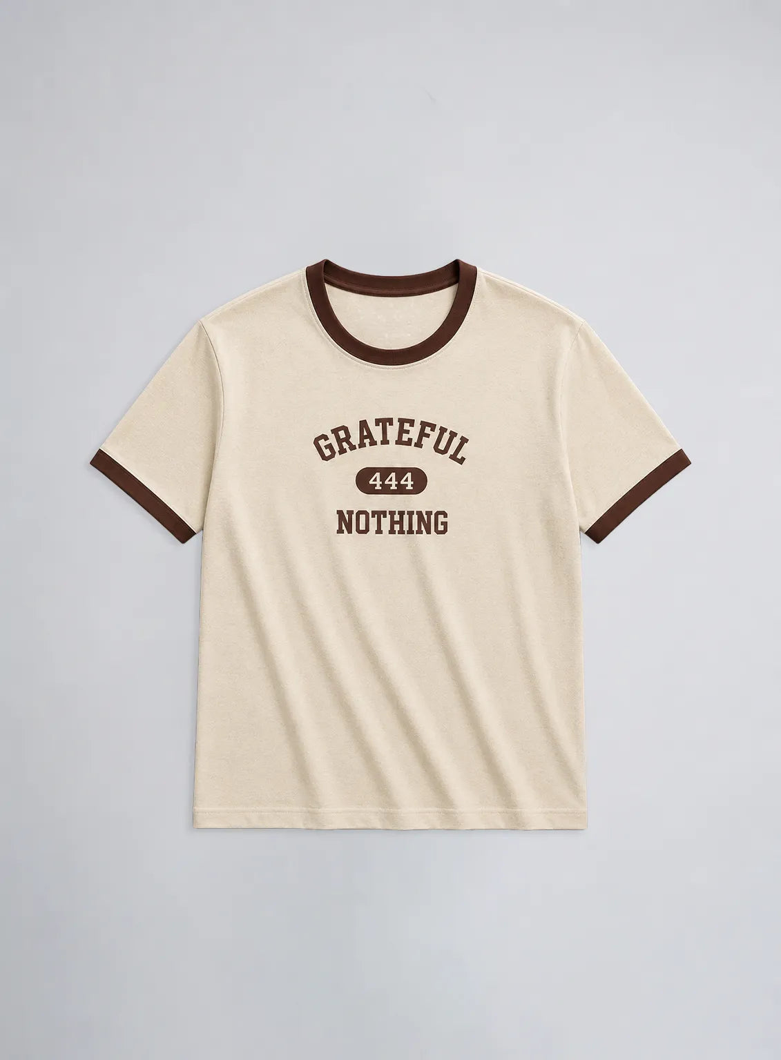Ringer T-Shirt – off-white & Brown (Grateful 444)