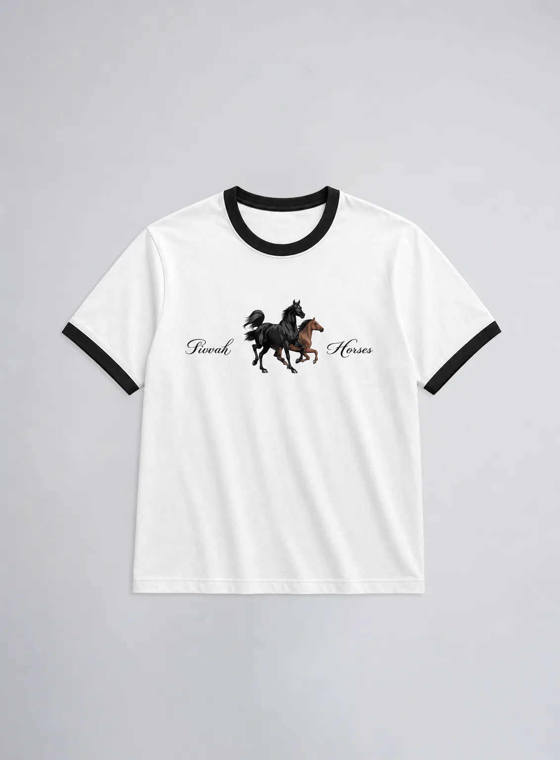 Ringer T-Shirt – White Black | Horses Edition