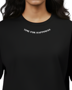 Time for Happiness – Minimal Black Oversized T-Shirt