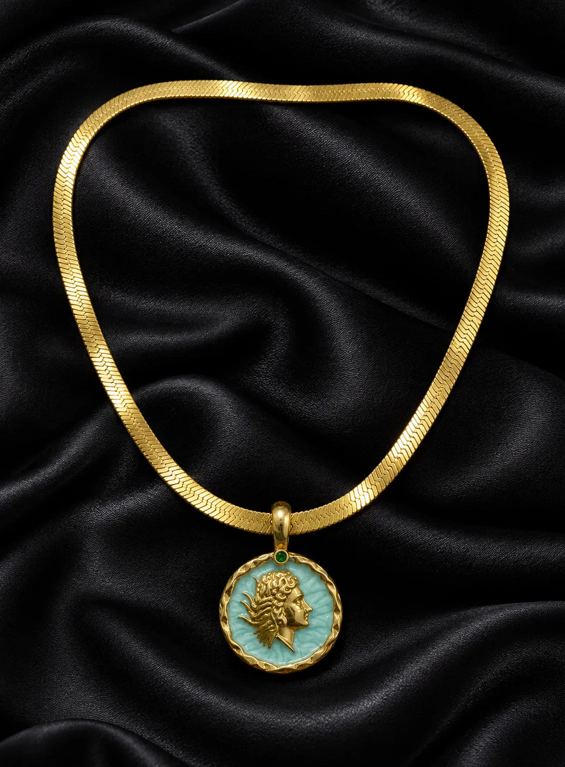 Gold Aqua Medallion Pendant