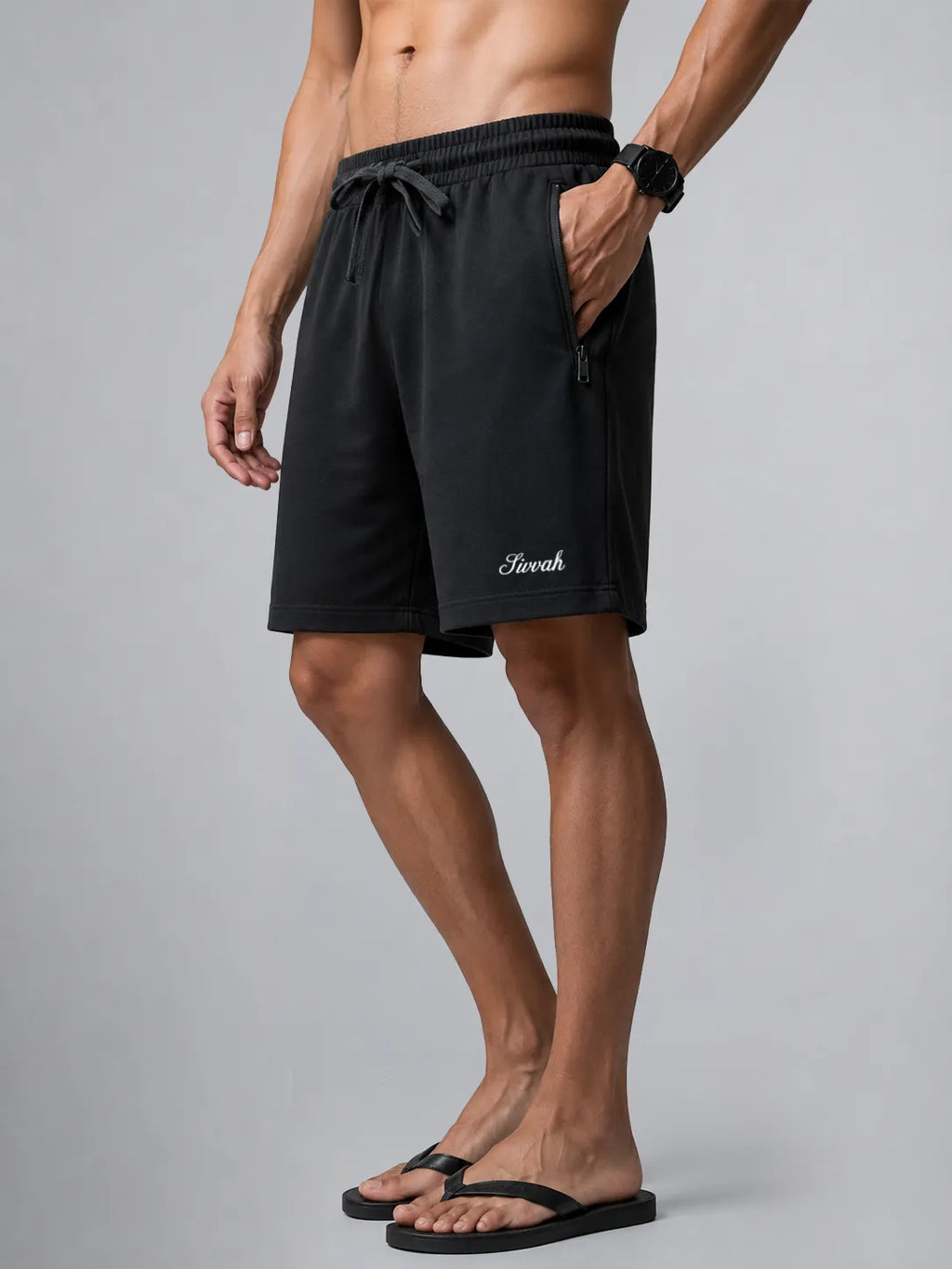 Relaxed Zip Shorts – Black