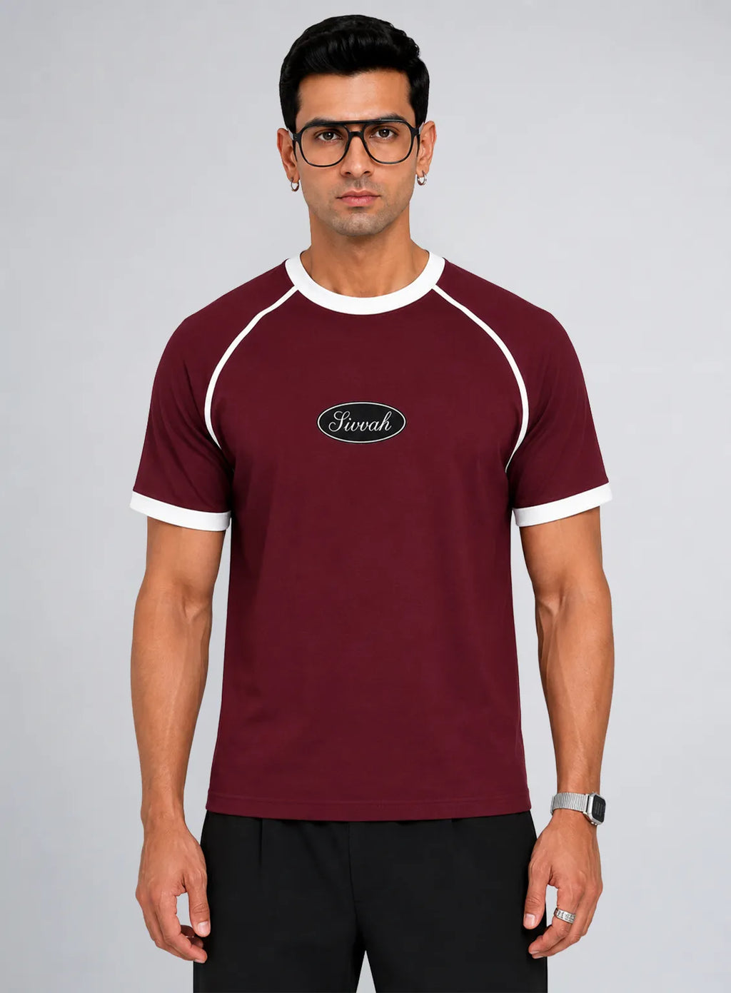 Ringer T-Shirt – Maroon & Liner White