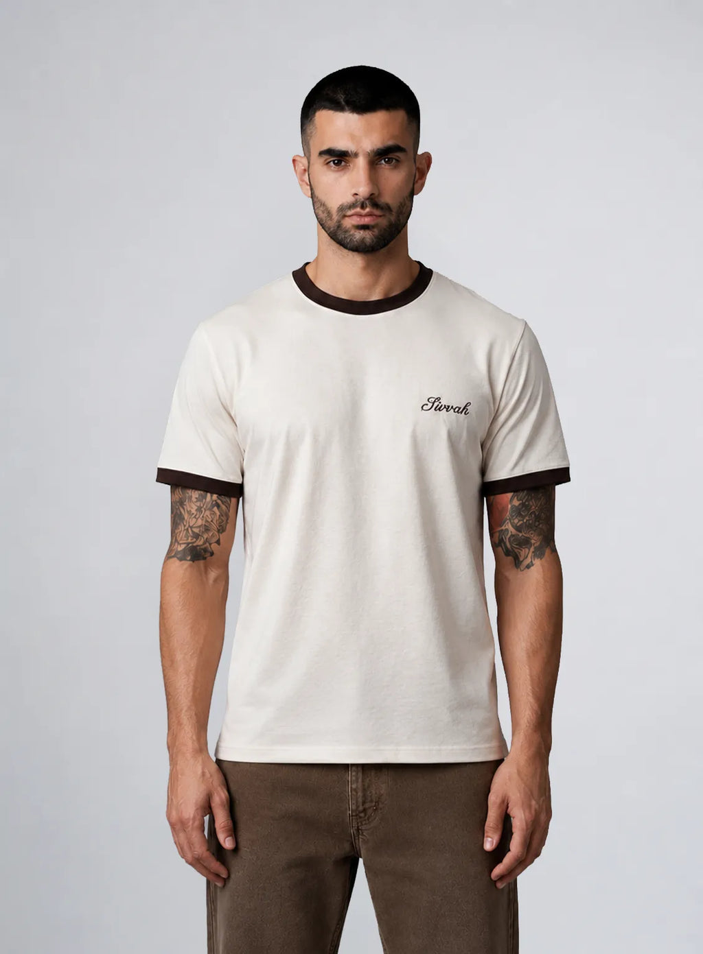 Ringer T-Shirt – Off White Coffee