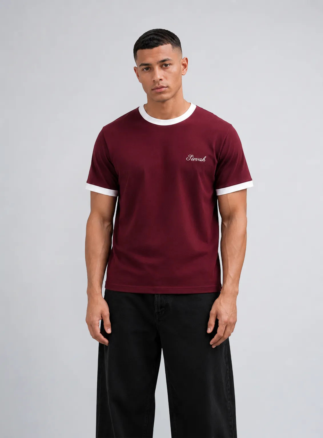 Ringer T-Shirt – Maroon & White