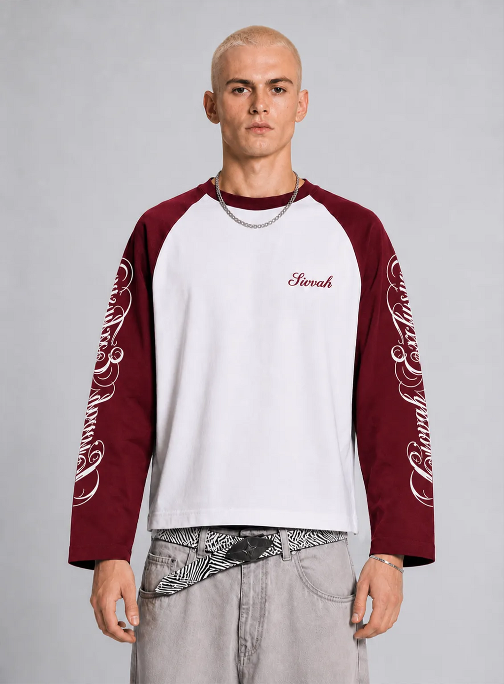 Graphic Raglan Long Sleeve Tshirt - Maroon
