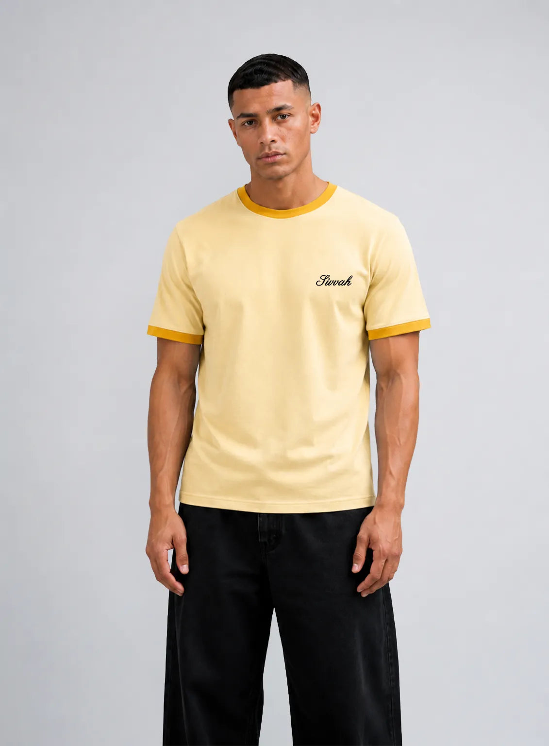 Ringer T-Shirt – Butter Yellow & Mustard