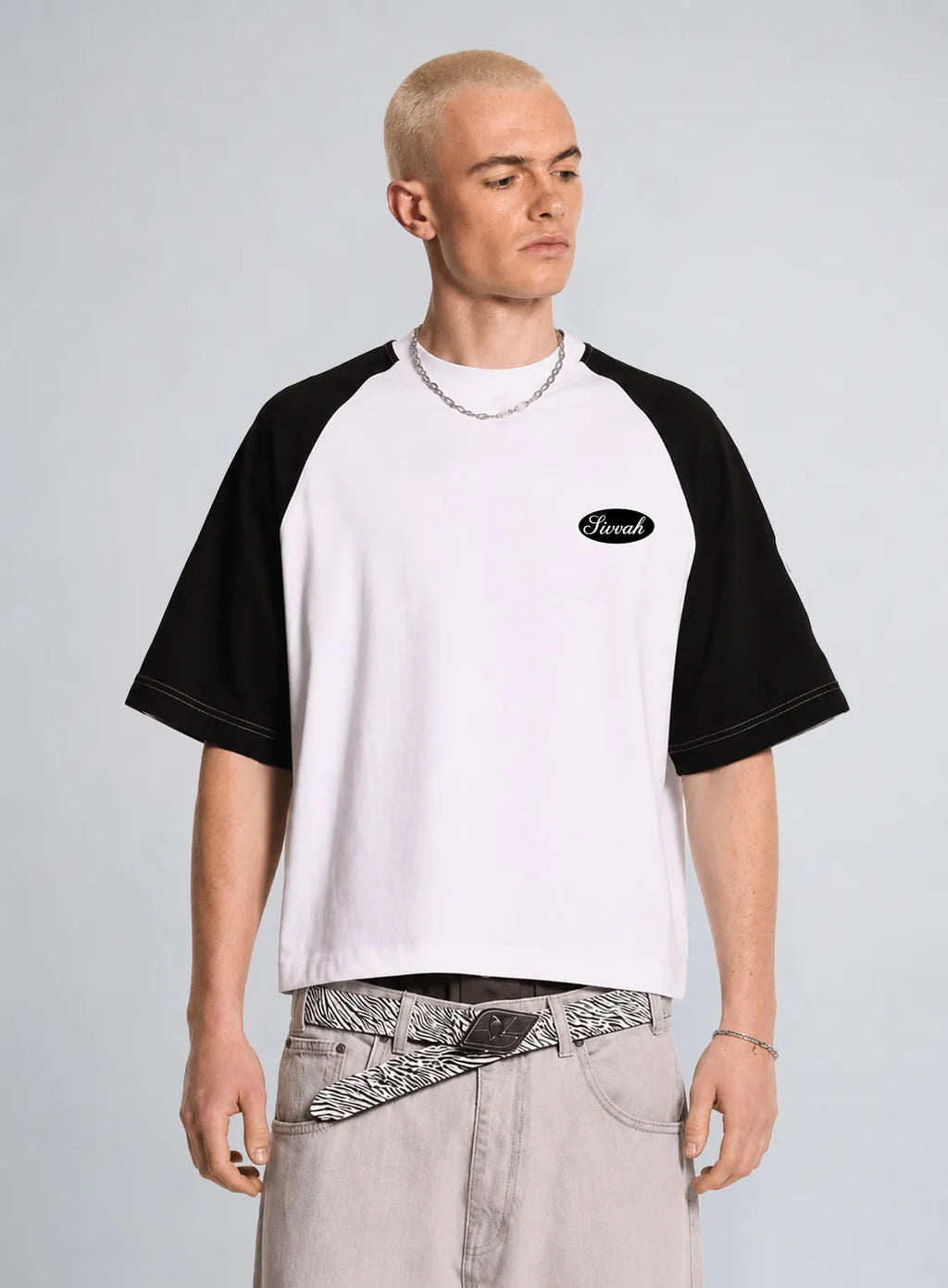 Oversized Raglan T-Shirt – White & Black