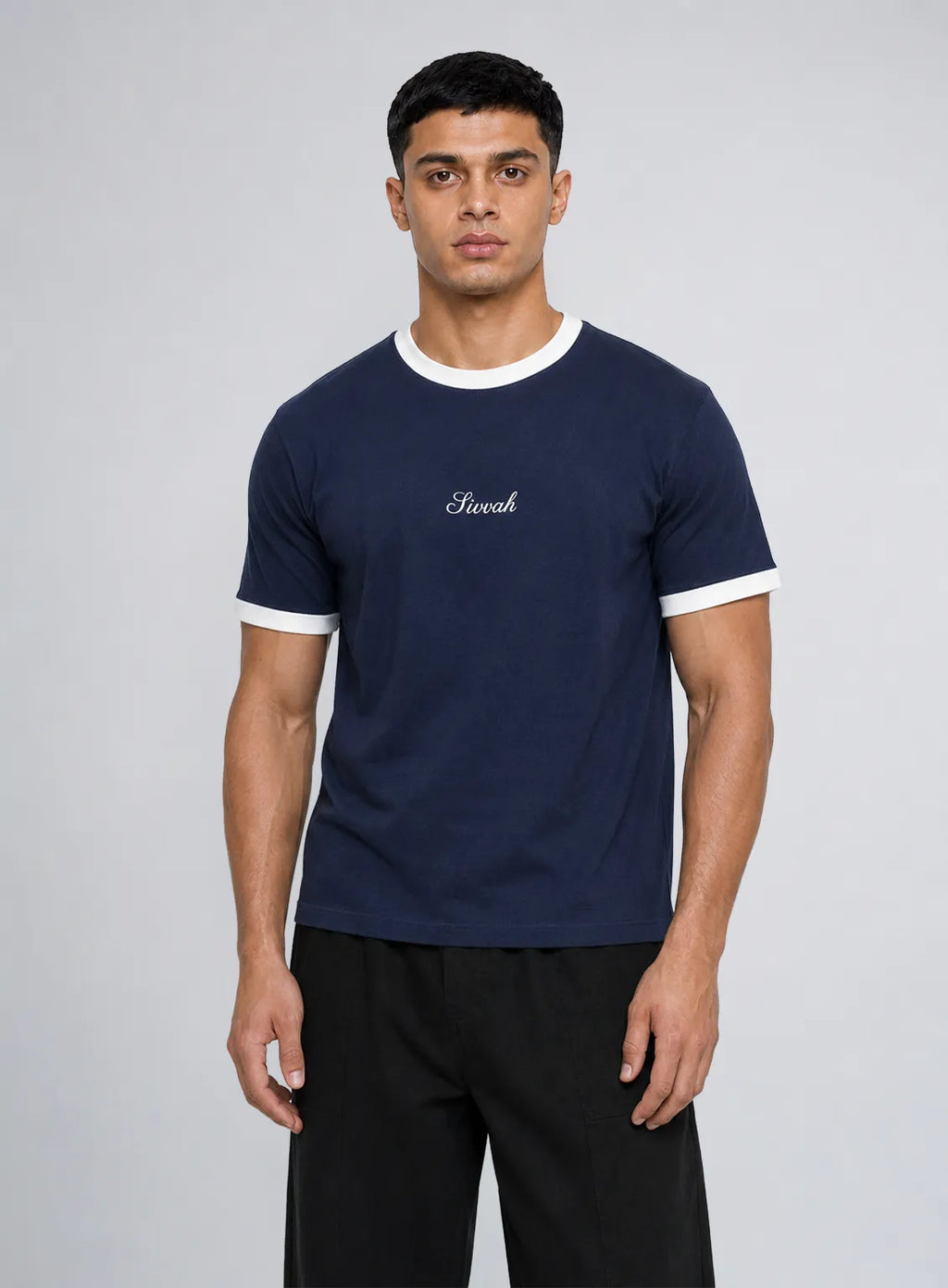 Ringer T-Shirt – Navy blue & White