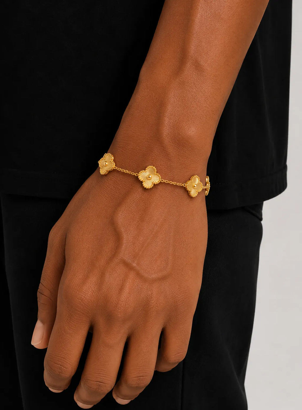 Golden Floral Clover Bracelet