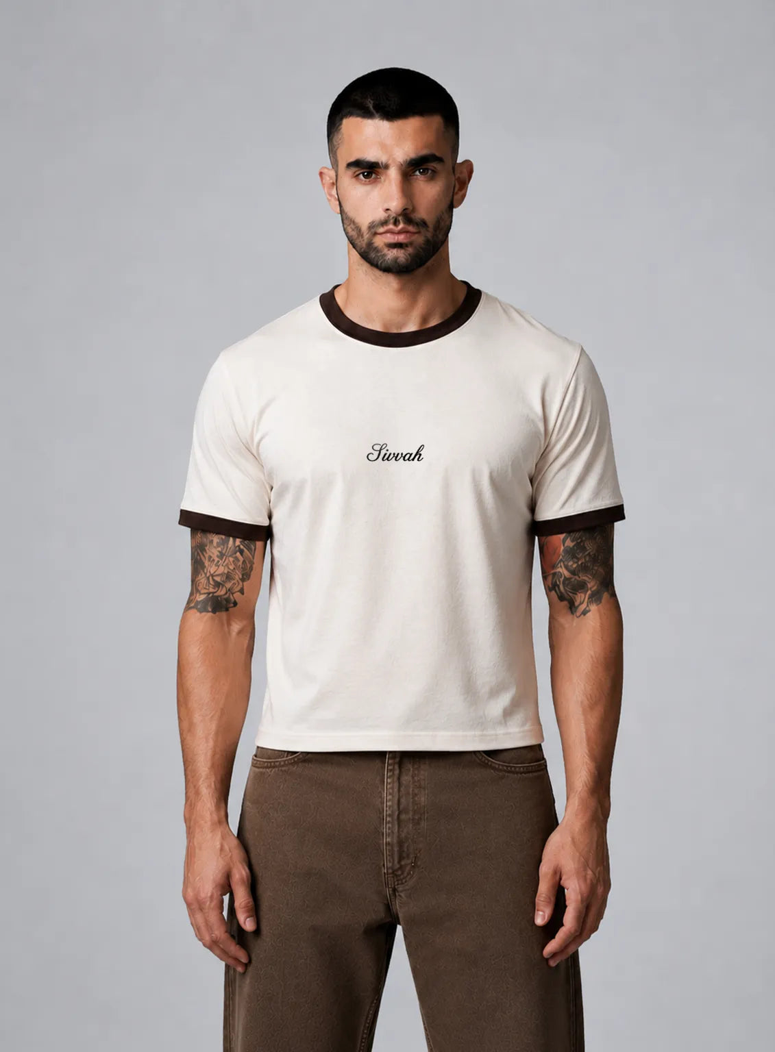 Ringer T-Shirt – Off White Coffee
