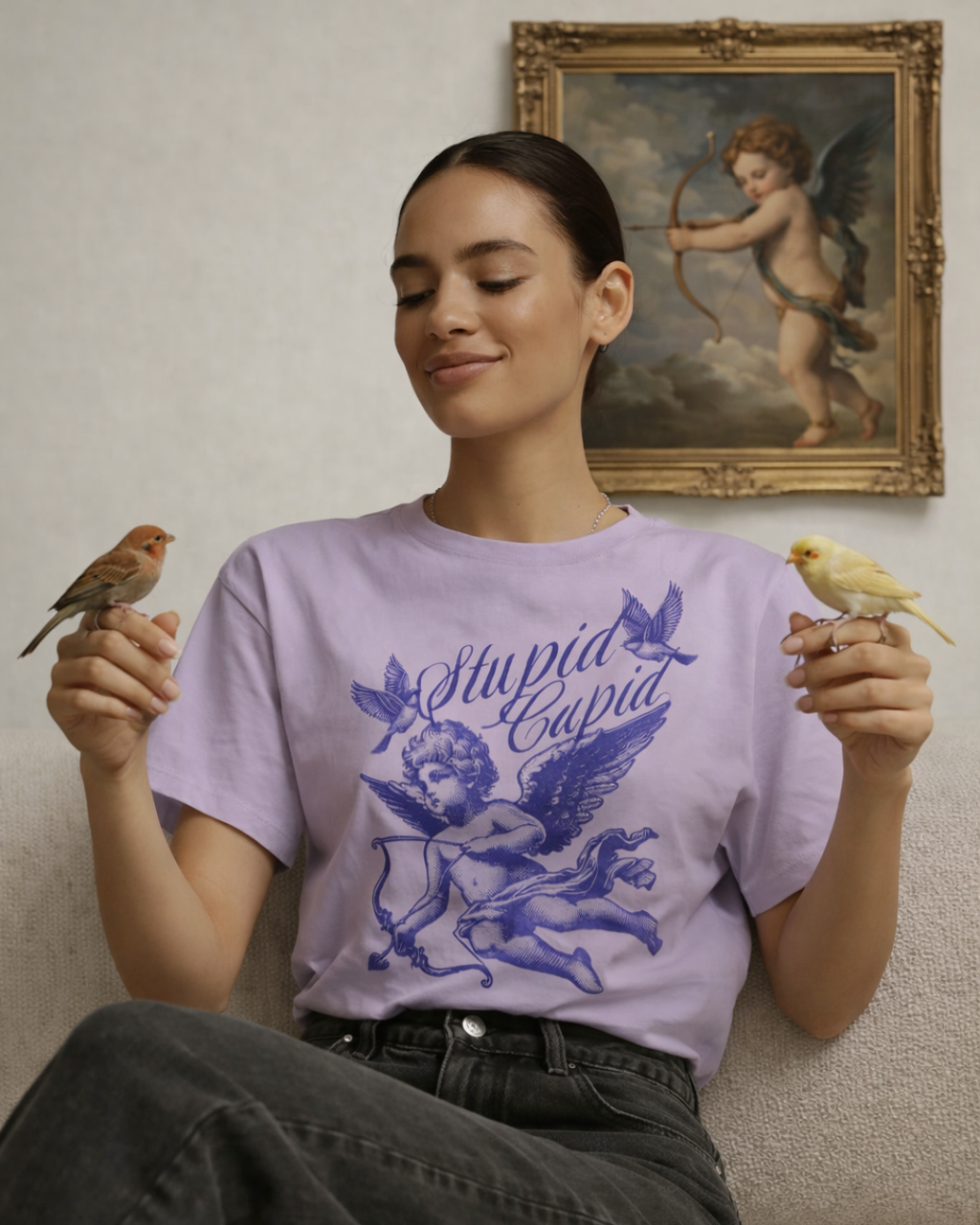 Stupid Cupid Graphic Tee – Lavender