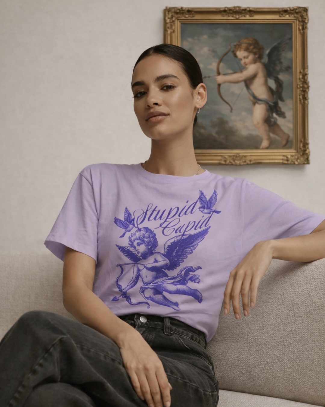 Stupid Cupid Graphic Tee – Lavender