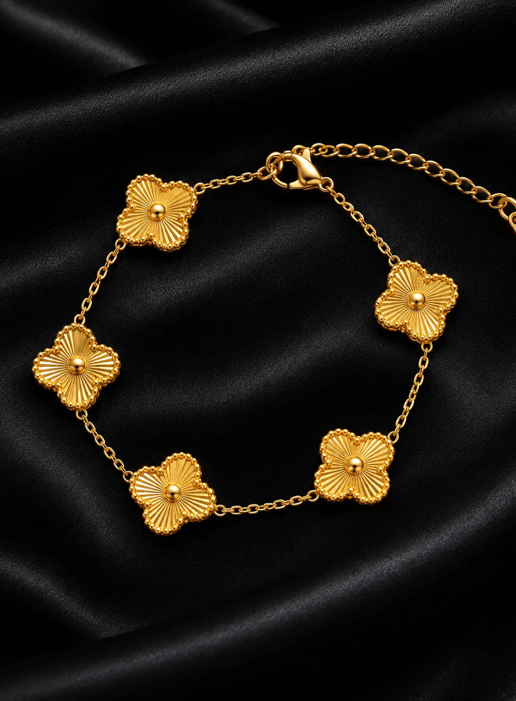 Golden Floral Clover Bracelet