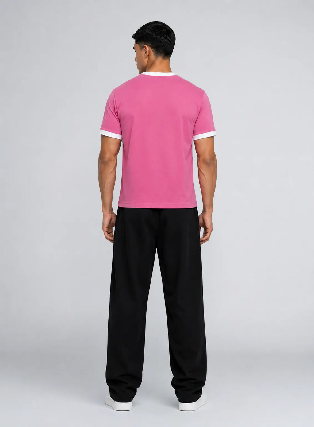 Ringer T-Shirt – Baby Pink & White