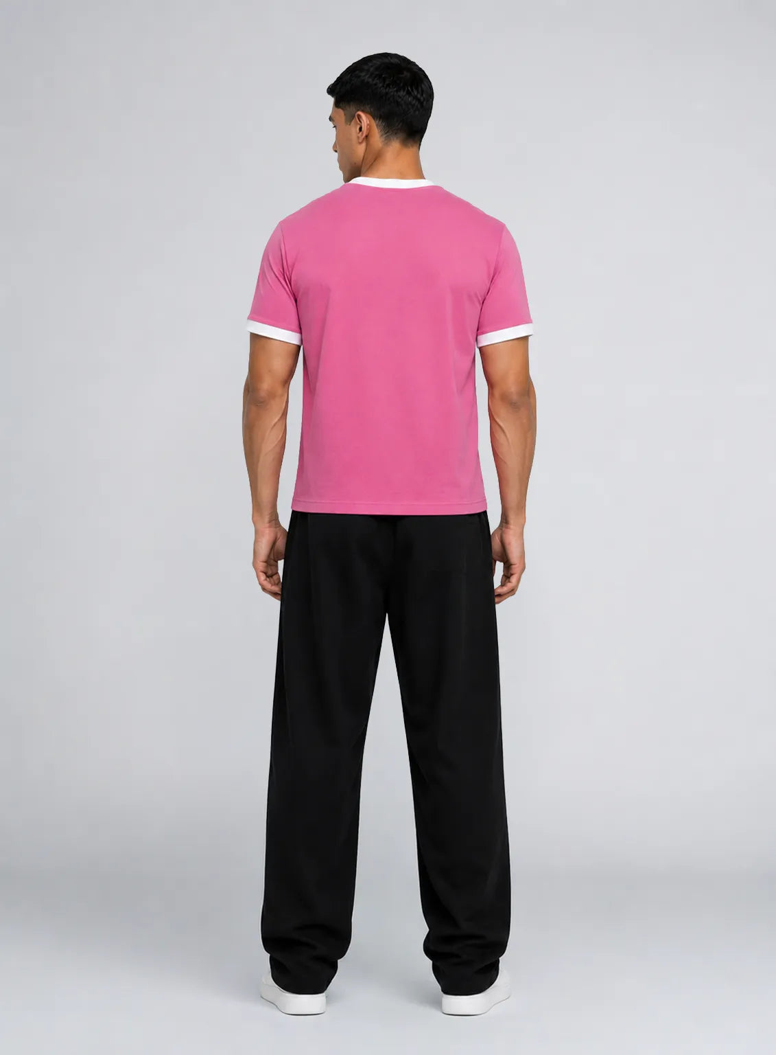 Ringer T-Shirt – Baby Pink & White
