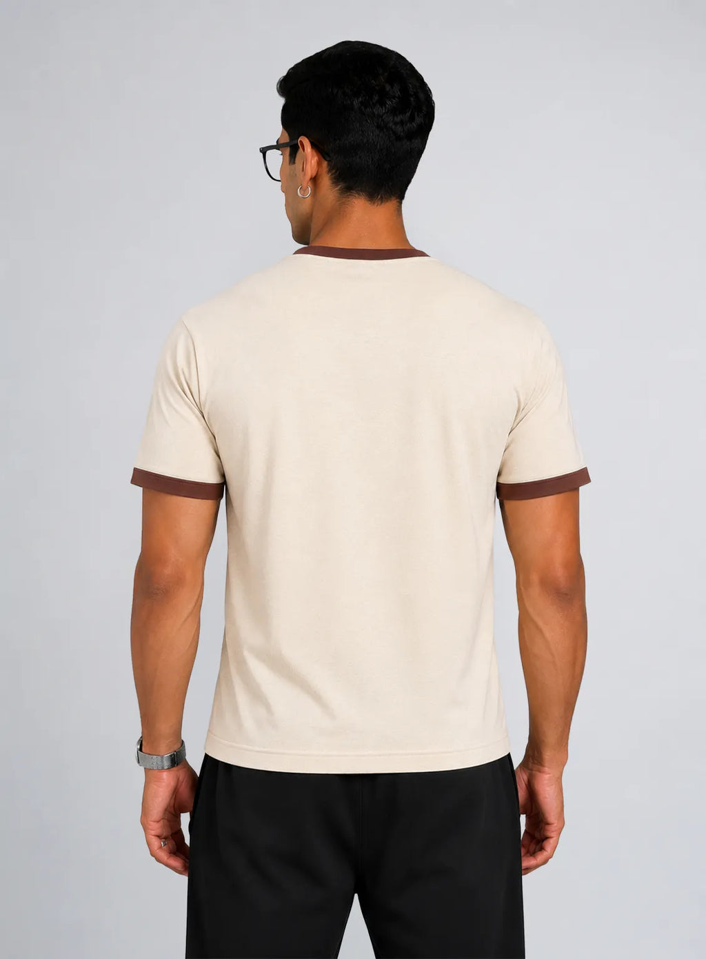 Ringer T-Shirt – off-white & Brown (Grateful 444)