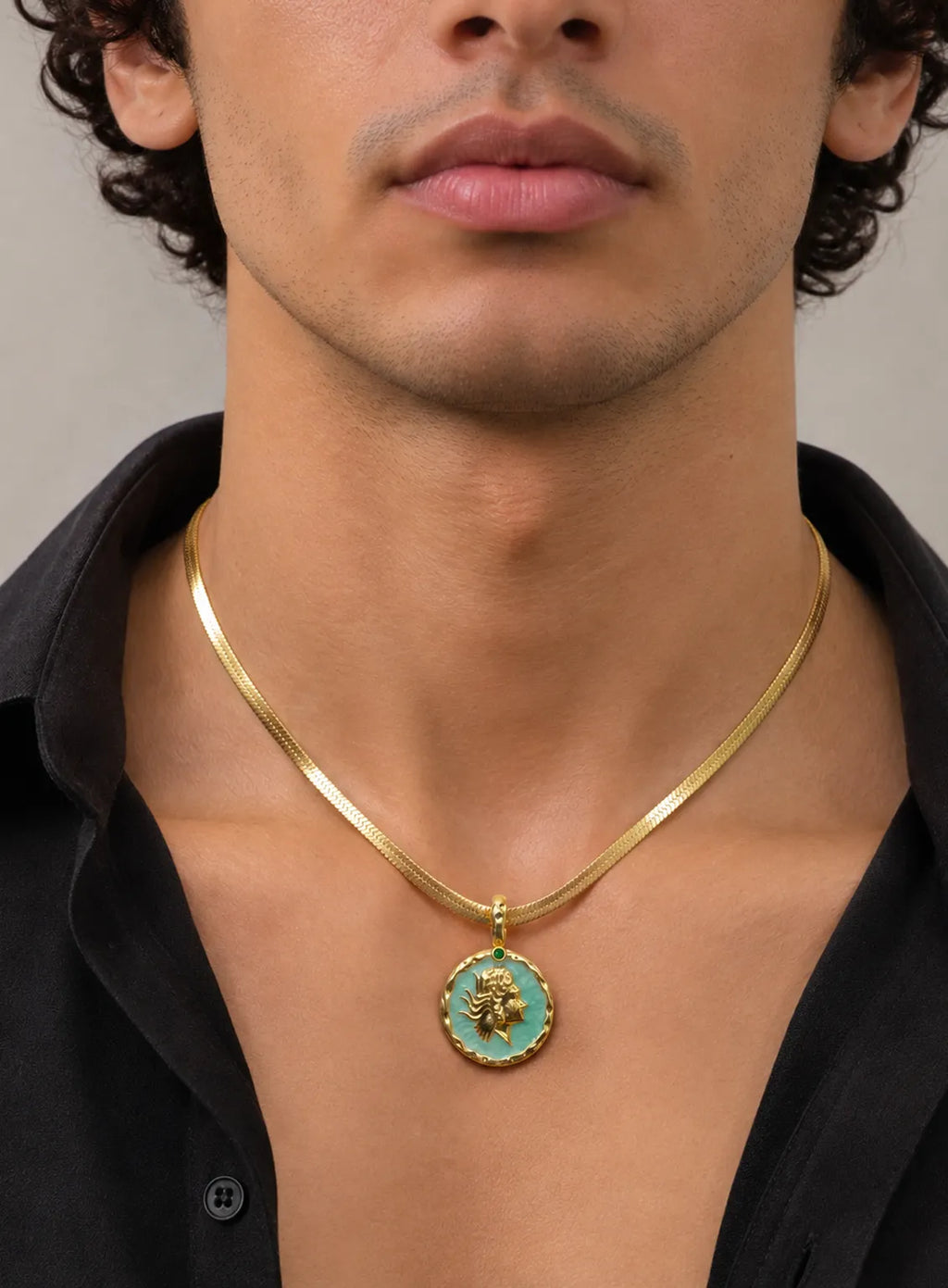 Gold Aqua Medallion Pendant