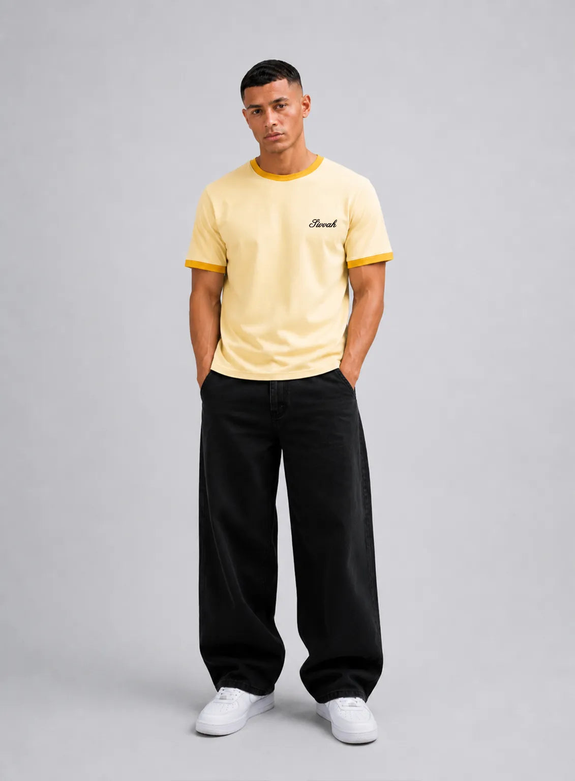 Ringer T-Shirt – Butter Yellow & Mustard