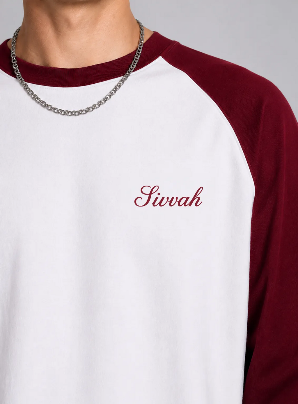 Graphic Raglan Long Sleeve Tshirt - Maroon