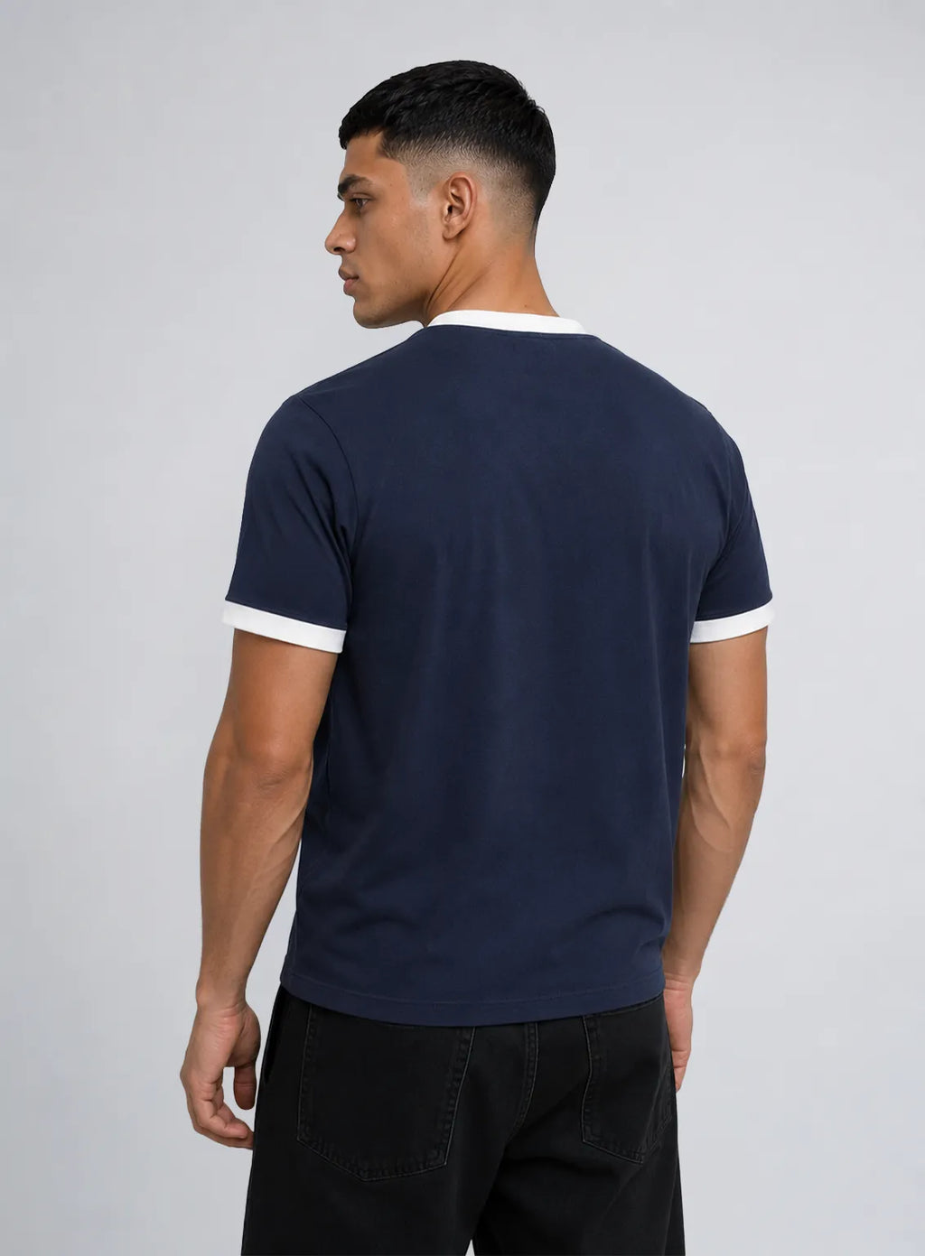 Ringer T-Shirt – Navy blue & White