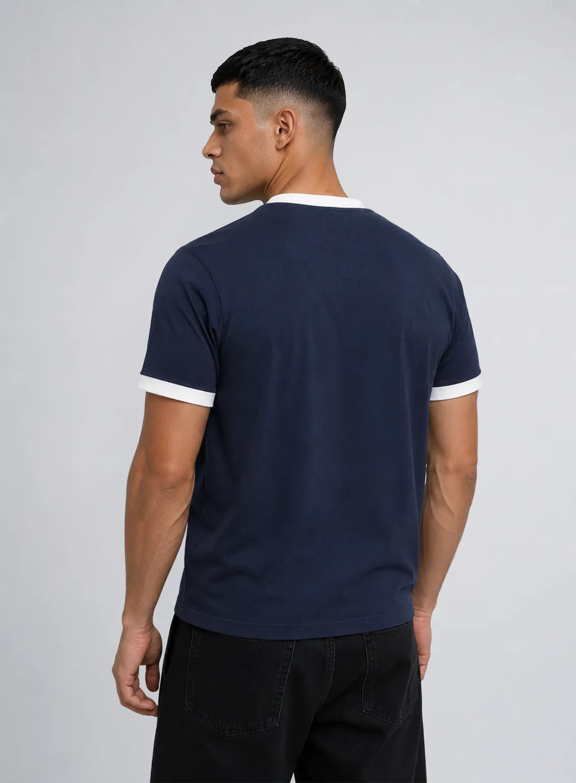Ringer T-Shirt – Navy blue & White