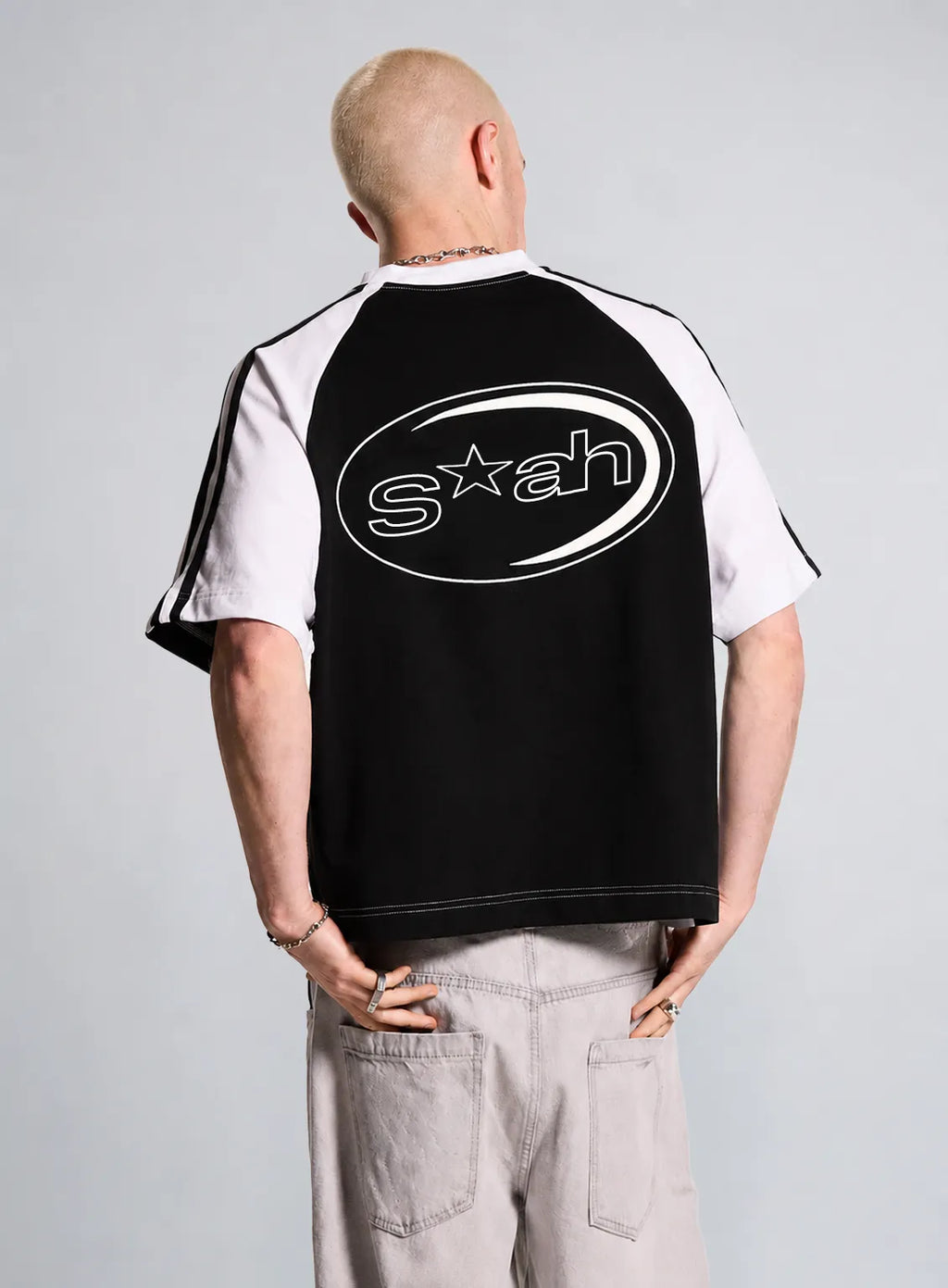 Oversized Raglan T-Shirt – White & Black