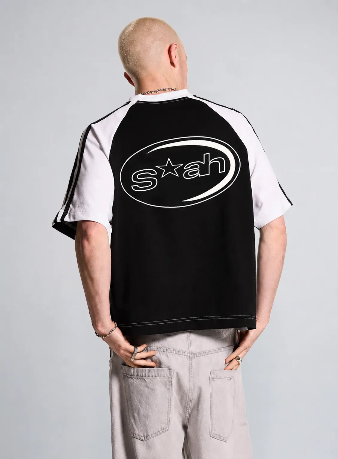 Oversized Raglan T-Shirt – White & Black