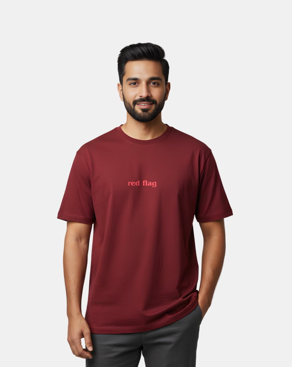 Red Flag Minimal Statement Tee – Maroon