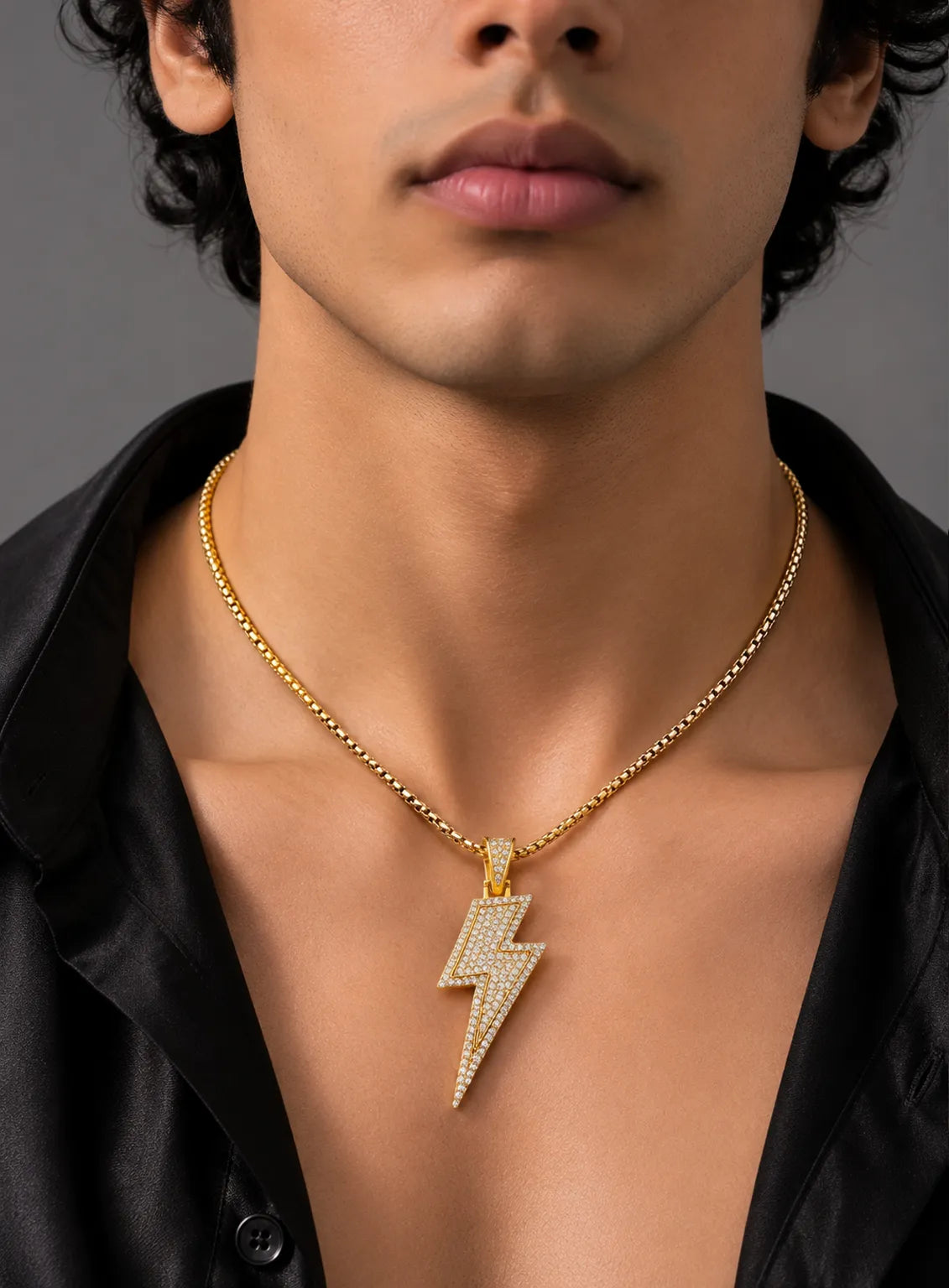 Gold Lightning Thunder Pendant