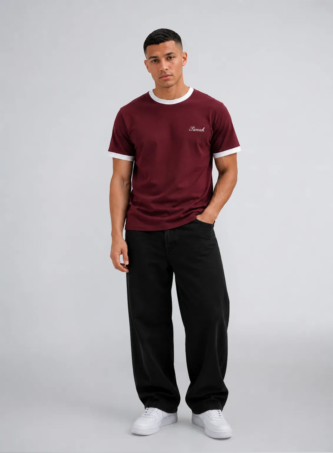 Ringer T-Shirt – Maroon & White