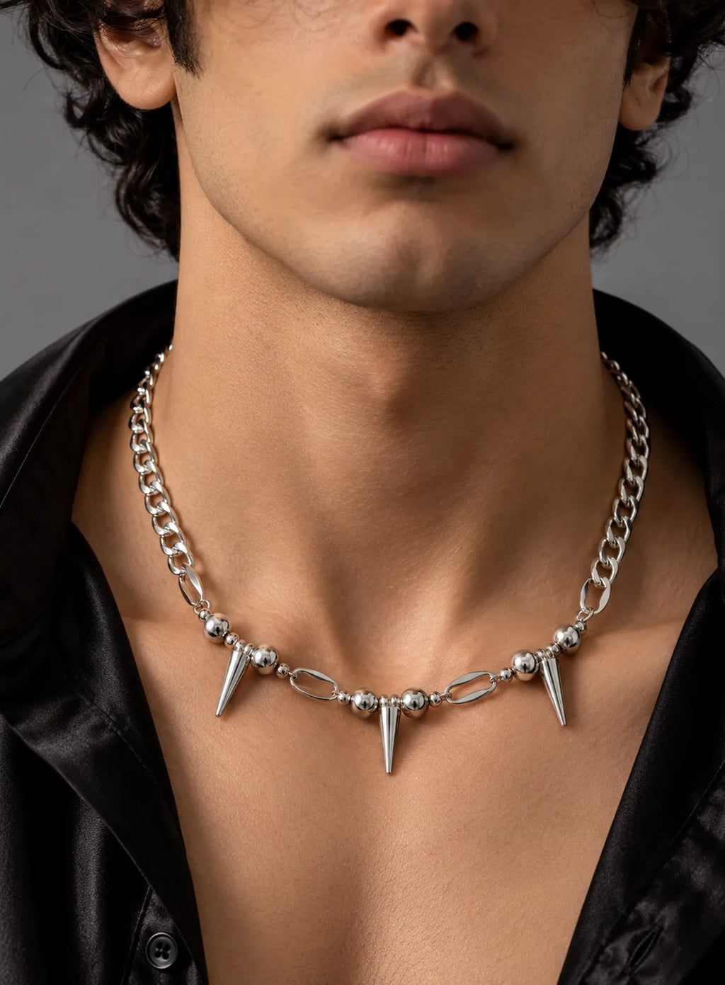 Silver Spike Chain Necklace