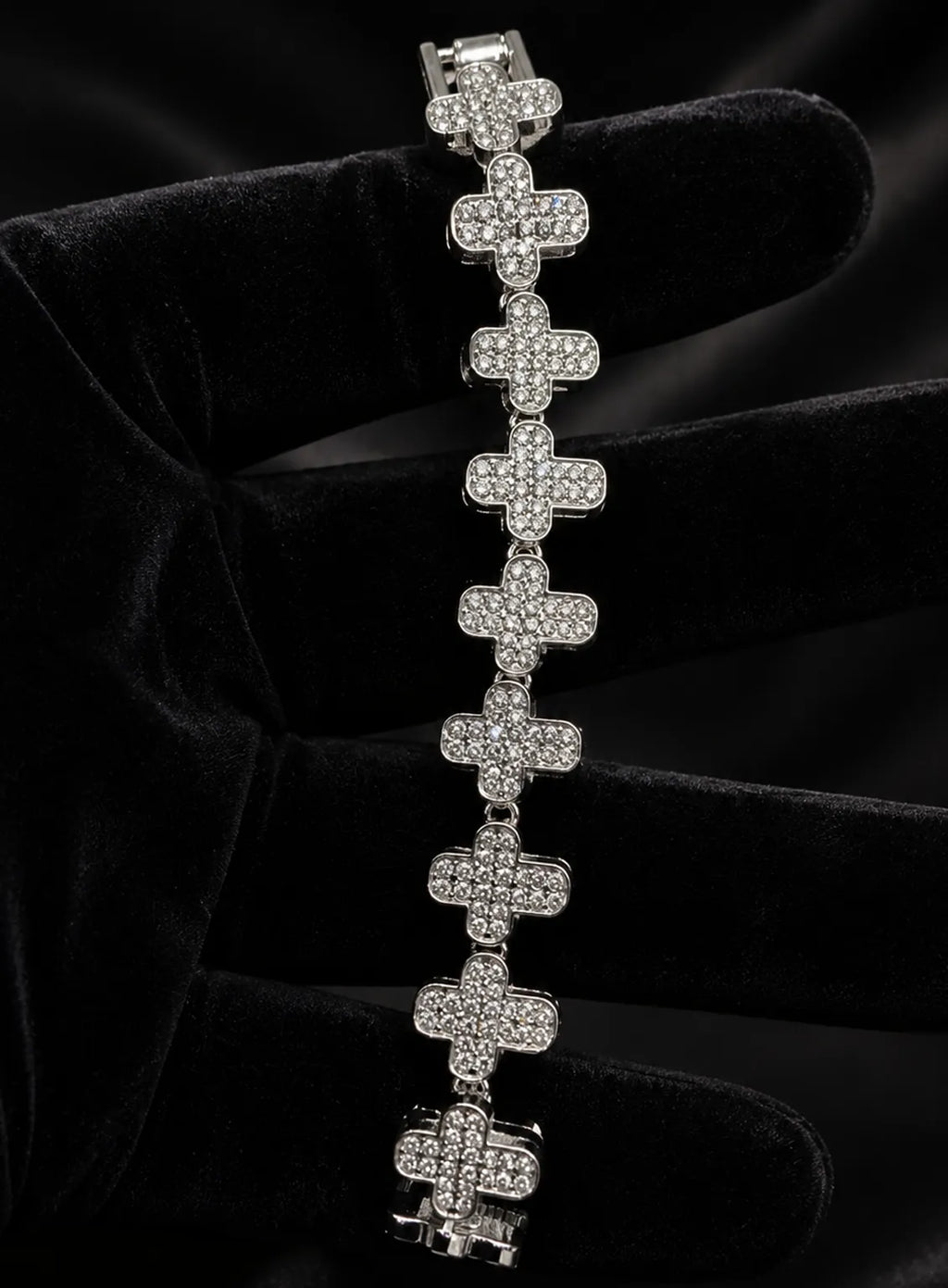 Silver Crystal Cross Link Bracelet