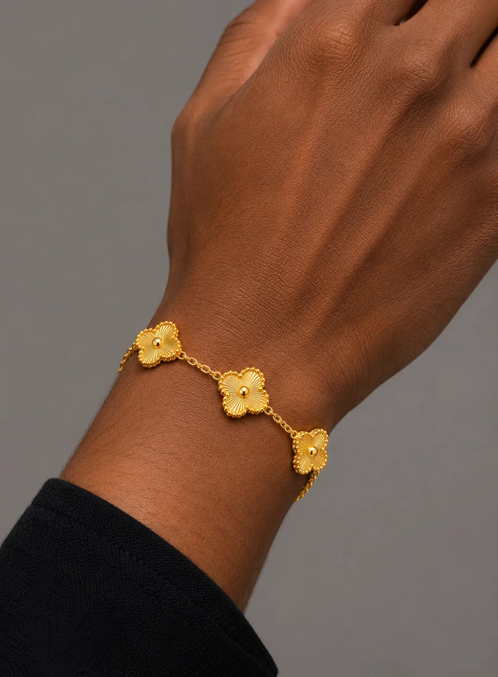 Golden Floral Clover Bracelet