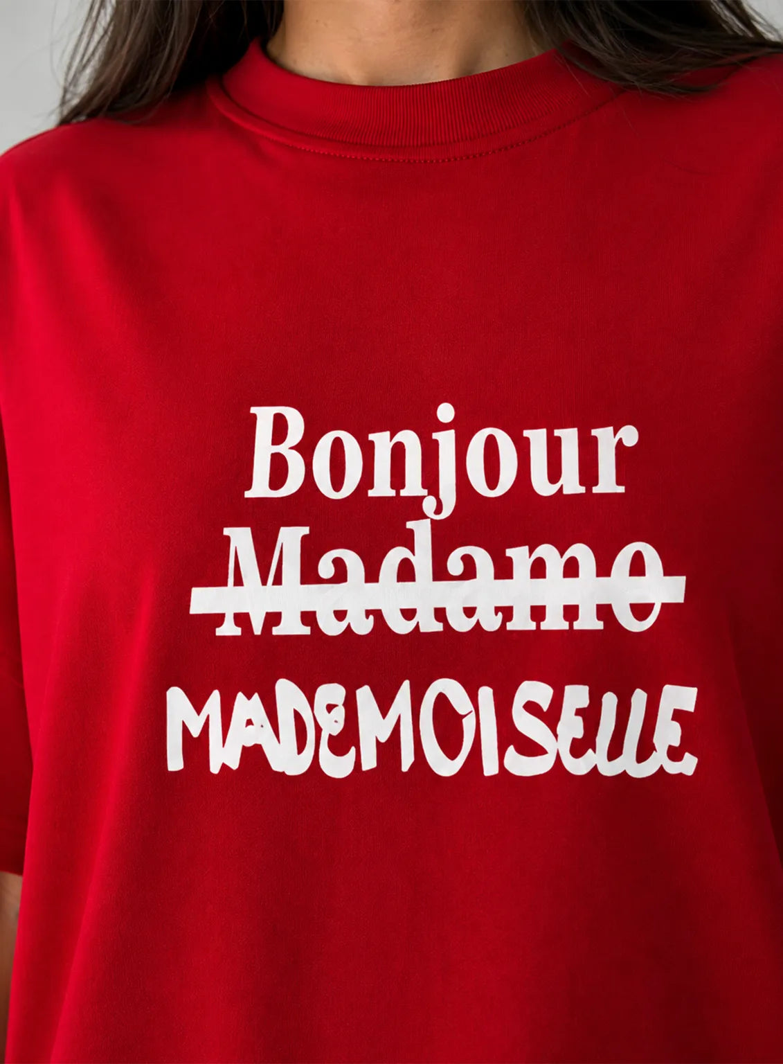 Bonjour Oversized Tee – Red