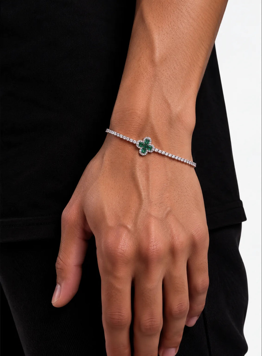 Emerald Clover Tennis Bracelet