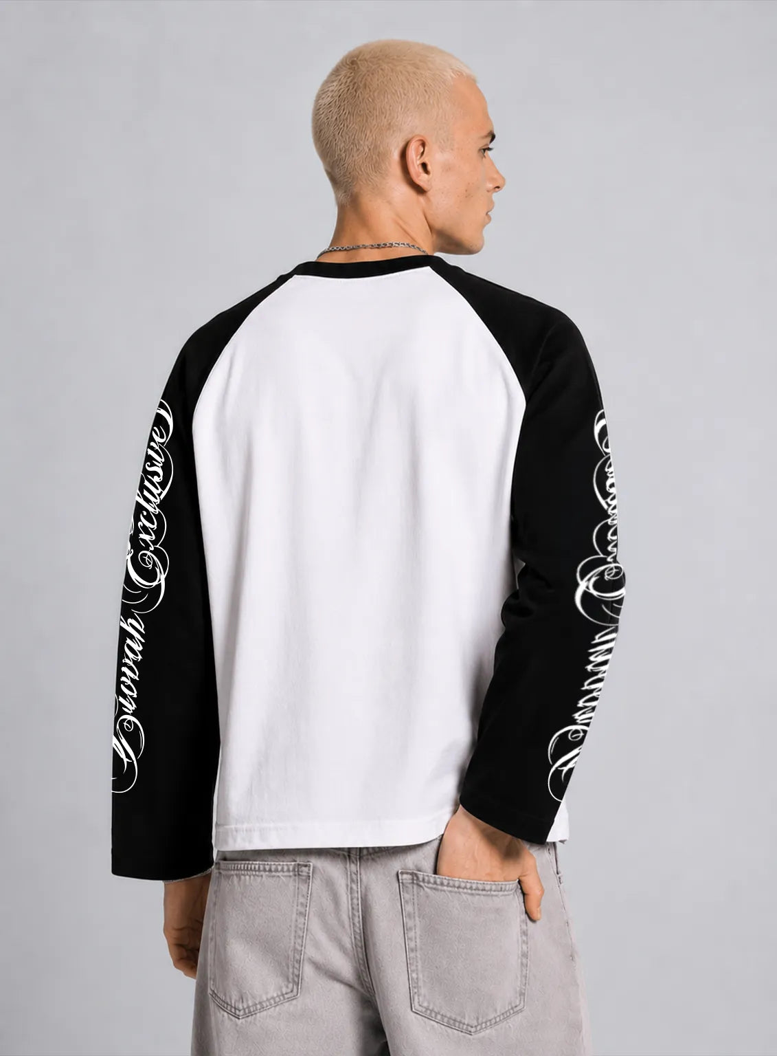 Graphic Raglan Long Sleeve Tshirt - Black