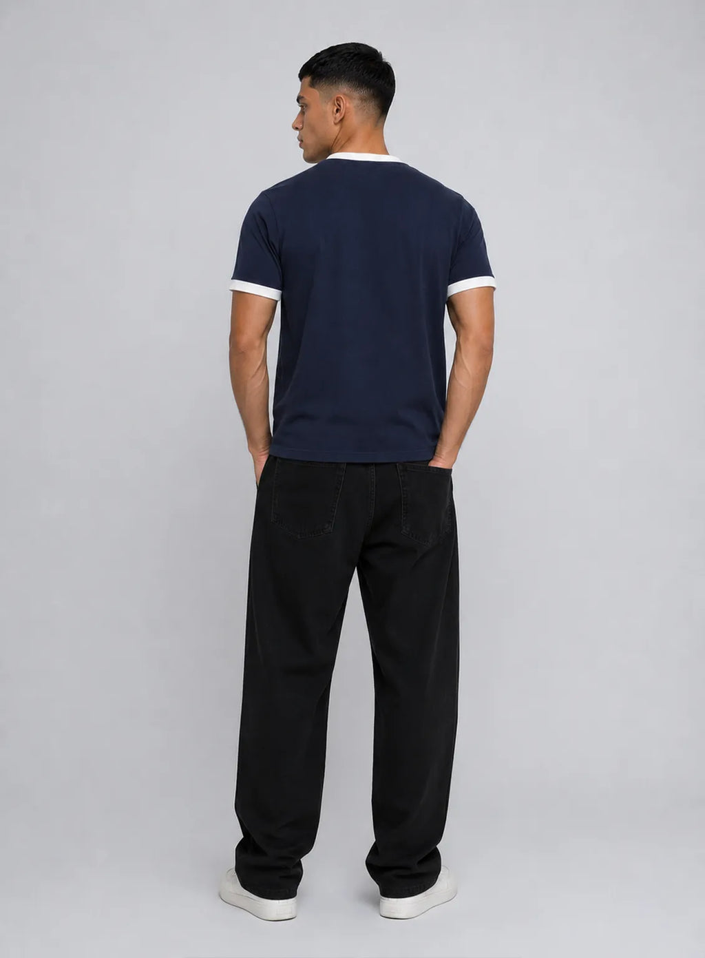 Ringer T-Shirt – Navy blue & White