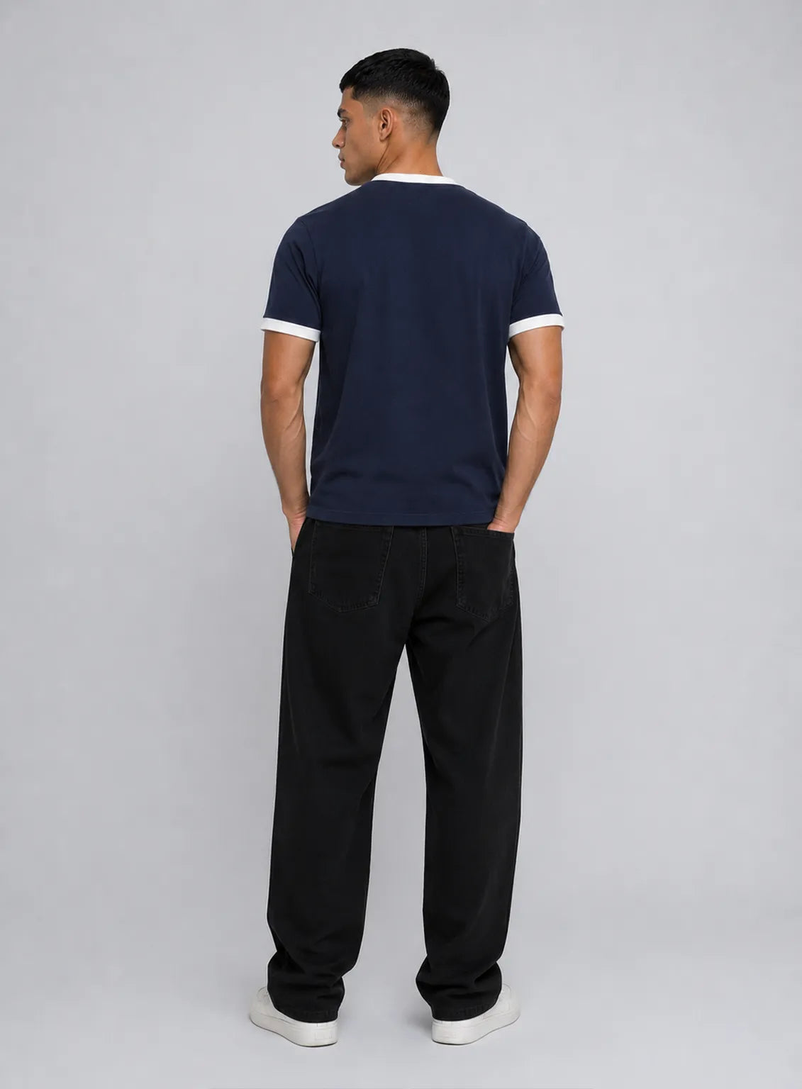 Ringer T-Shirt – Navy blue & White