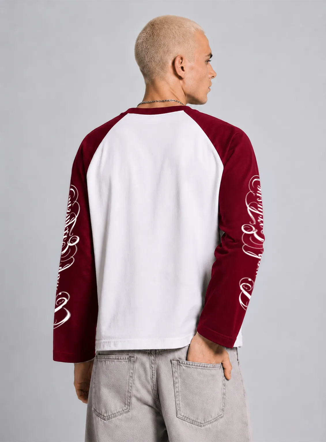 Graphic Raglan Long Sleeve Tshirt - Maroon