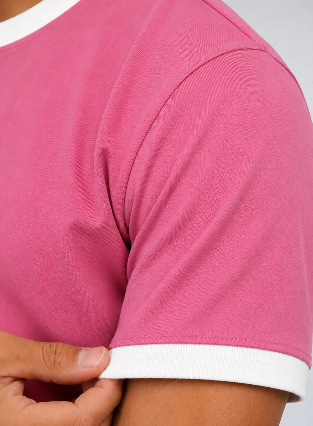 Ringer T-Shirt – Baby Pink & White
