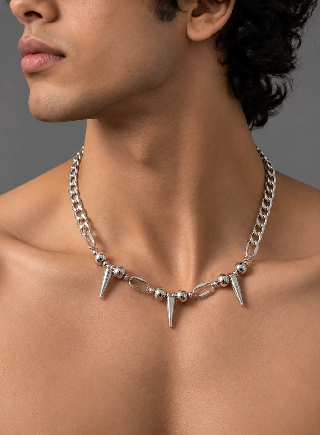 Silver Spike Chain Necklace