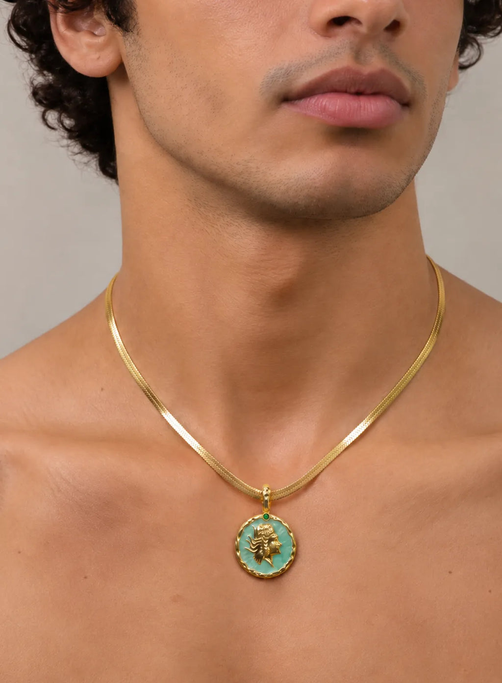 Gold Aqua Medallion Pendant