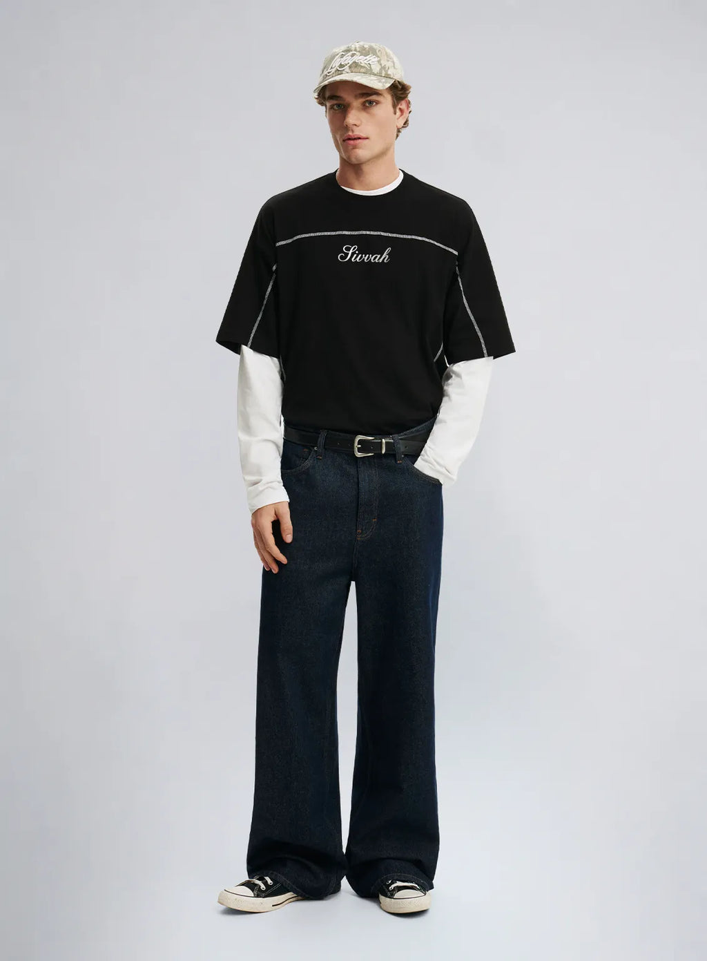 Stitch Oversized T-Shirt – Black