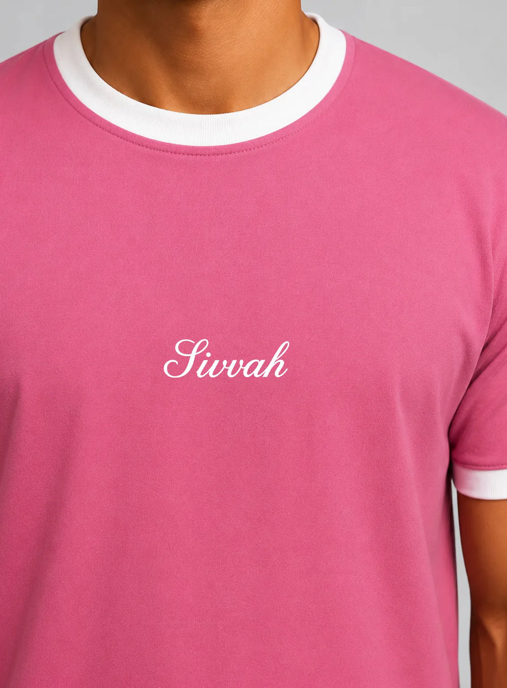 Ringer T-Shirt – Baby Pink & White