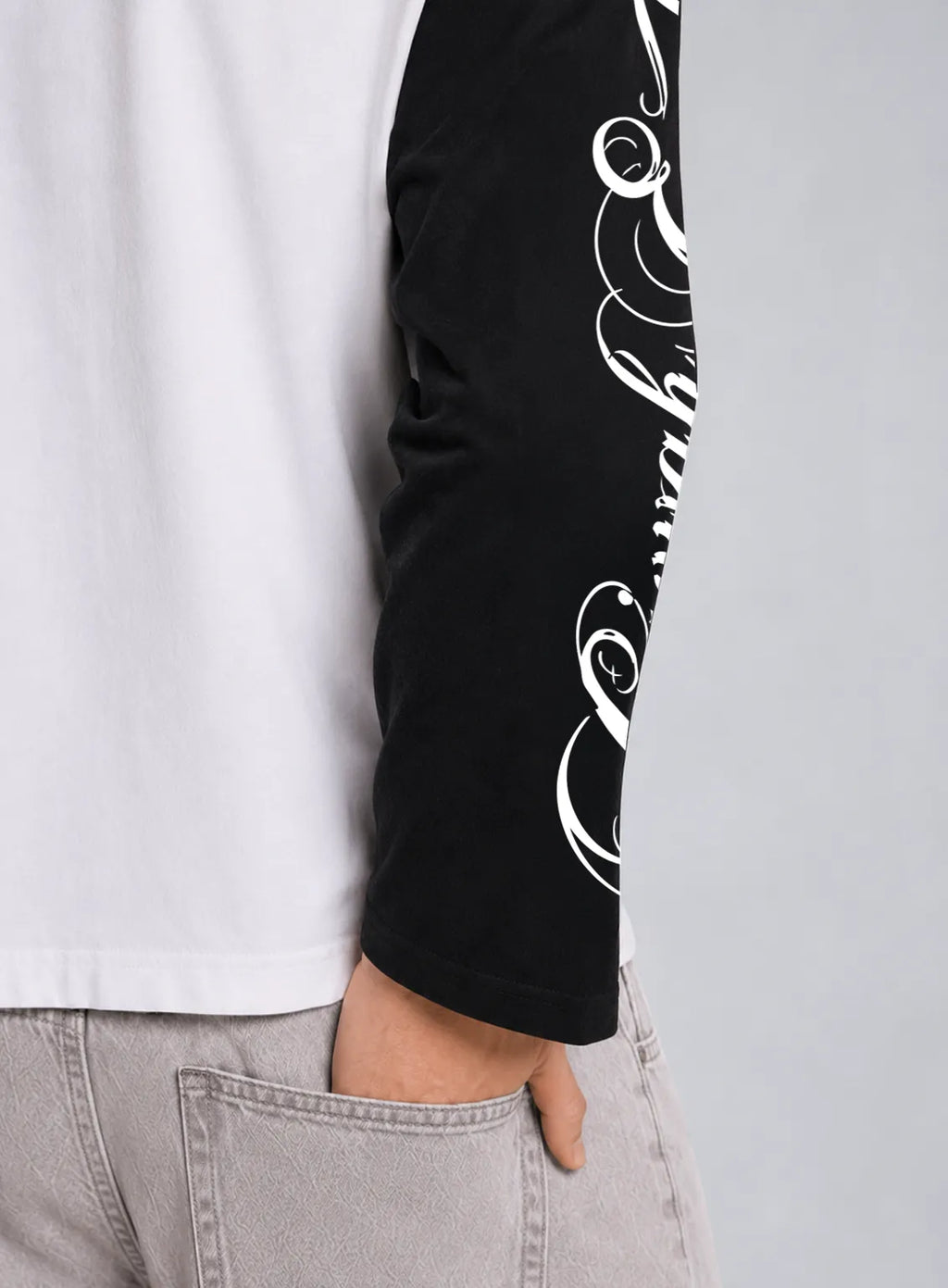 Graphic Raglan Long Sleeve Tshirt - Black
