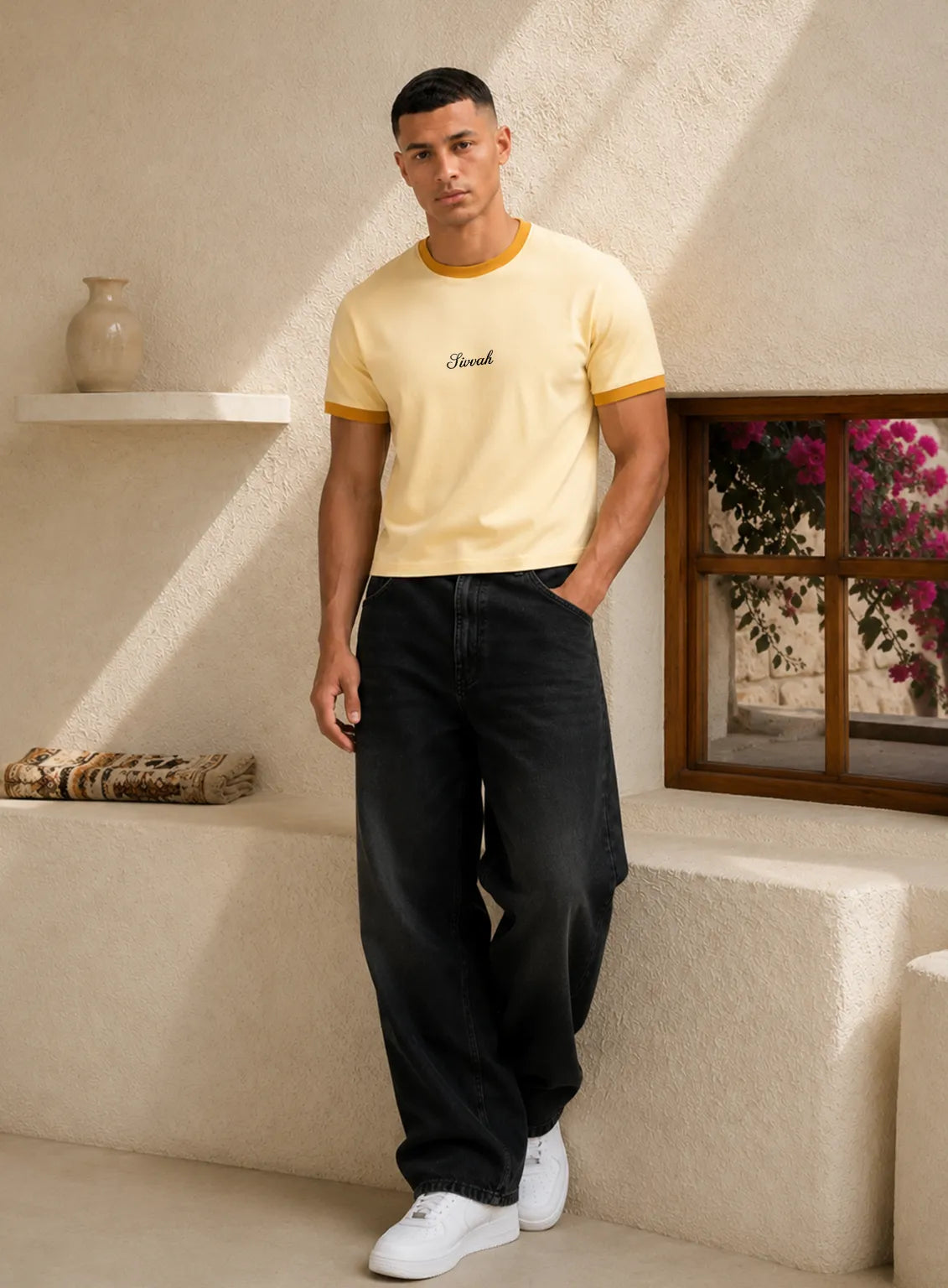 Ringer T-Shirt – Butter Yellow & Mustard
