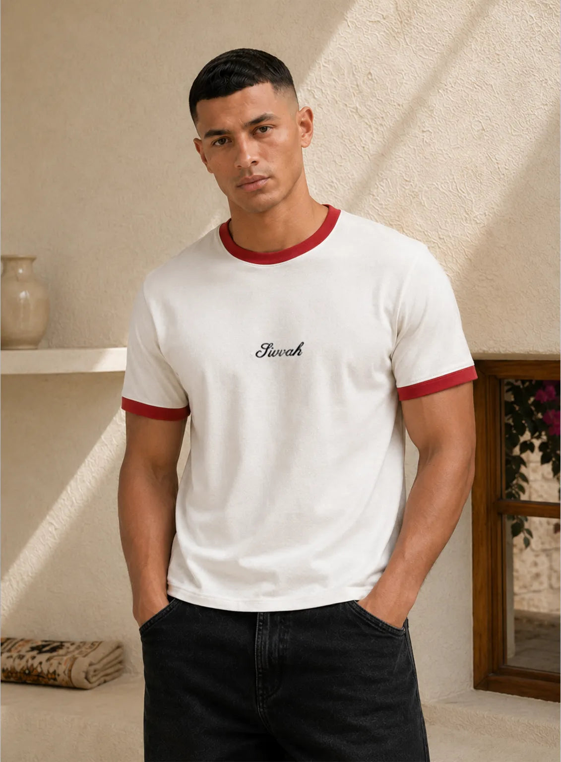 Ringer T-Shirt – White & Red