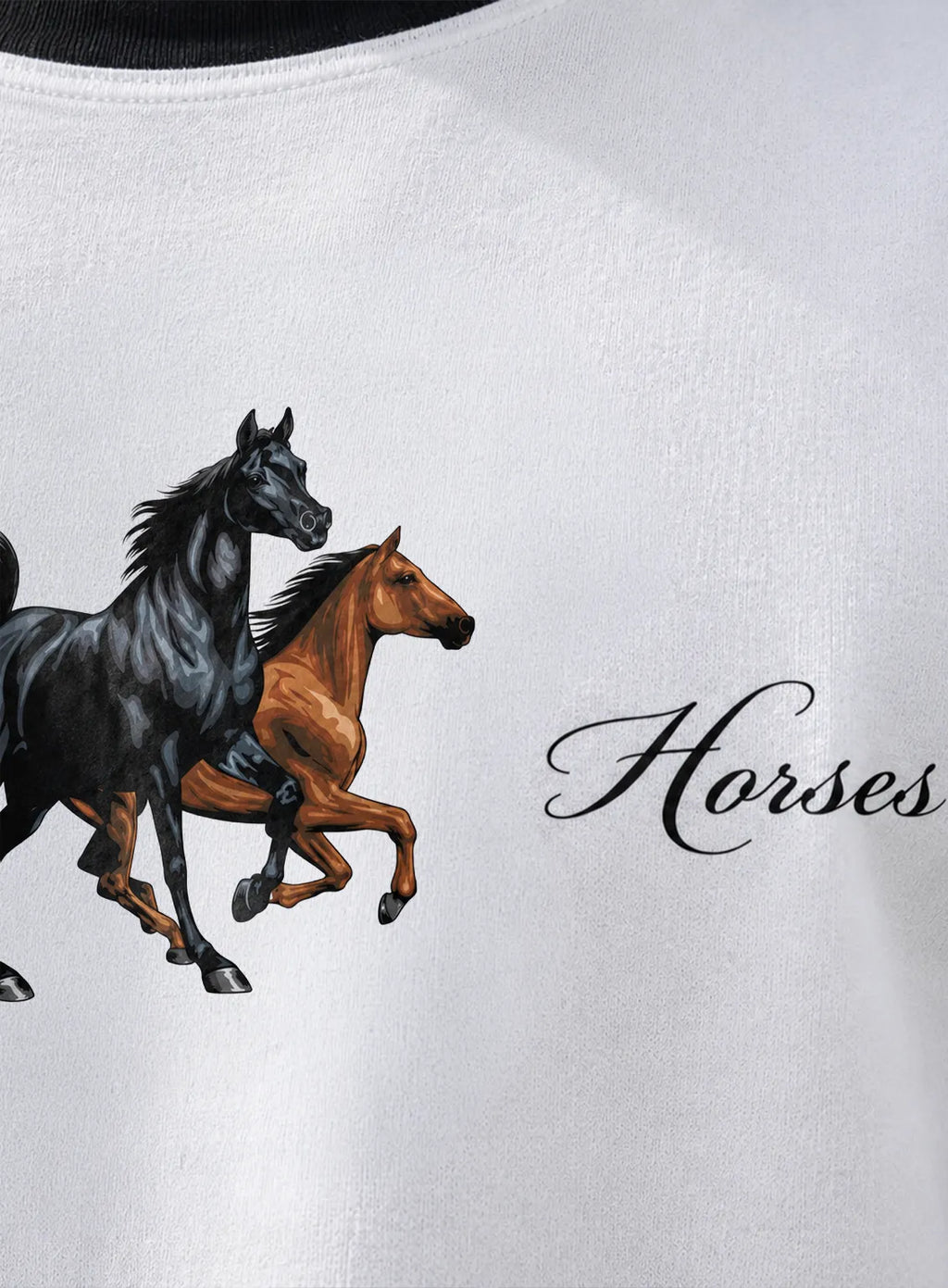 Ringer T-Shirt – White Black | Horses Edition