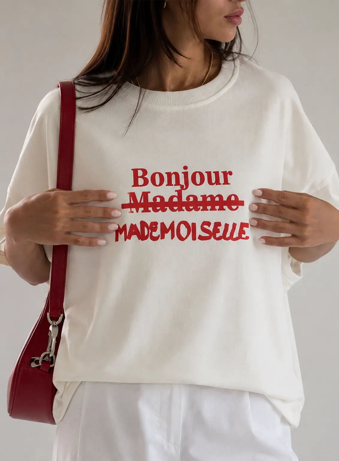 Bonjour Oversized Tee – Off-white